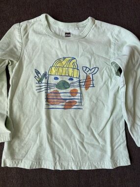 Tea Collection Mint Long-Sleeve Tee with Sea Otter Graphic
